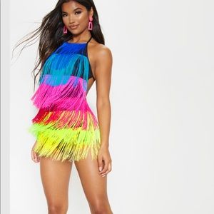 Pretty Little Things fringe romper in rainbow UK 6